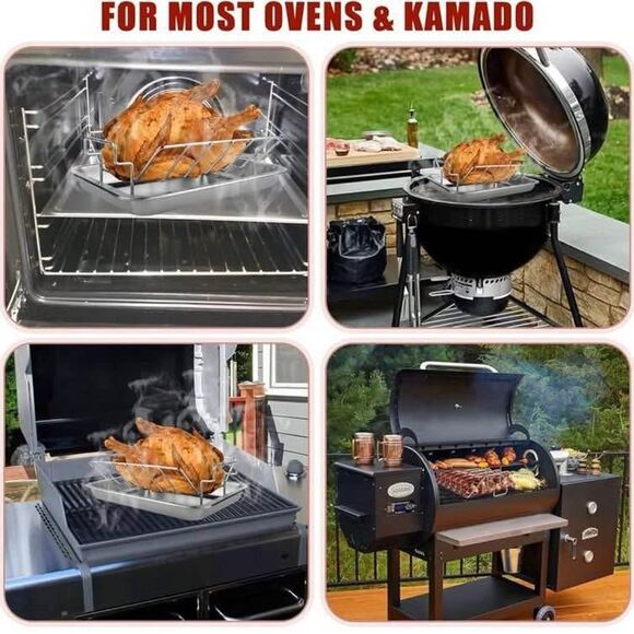 KEESHA Turkey Roasting RackStainless Steel V Rack for Roasting 13''x11'' - Picture 3 of 7
